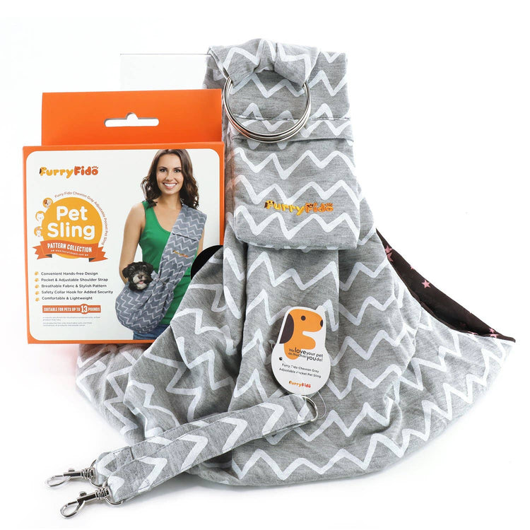 Chevron Grey Adjustable Puppy Sling