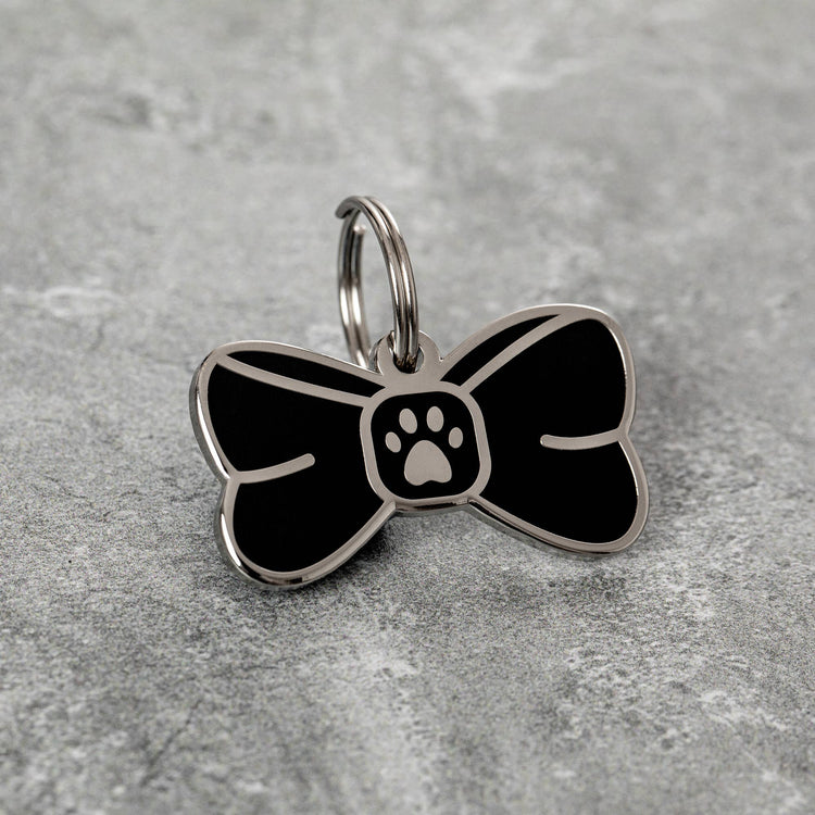 Black Bow Dog Tag