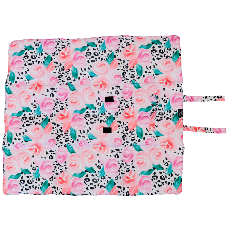 Reversible Travel Mat - Pretty Peony/Grey Leopard