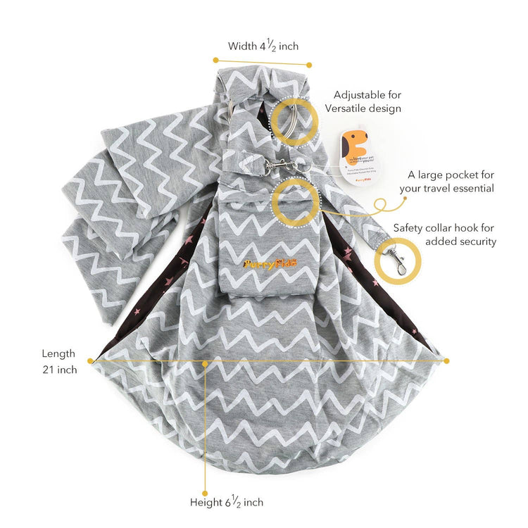 Chevron Grey Adjustable Puppy Sling