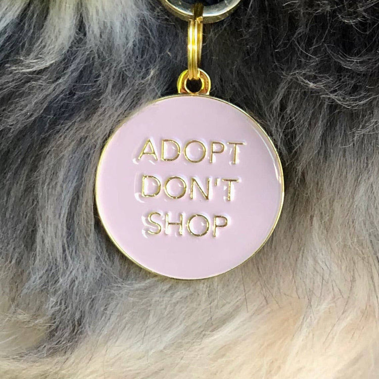 Pink 'Adopt Don't Shop' Dog Tag