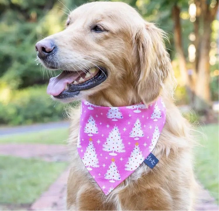 Pink Christmas Tree Dog Bandana