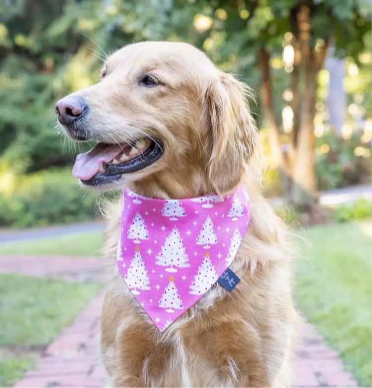 Pink Christmas Tree Dog Bandana