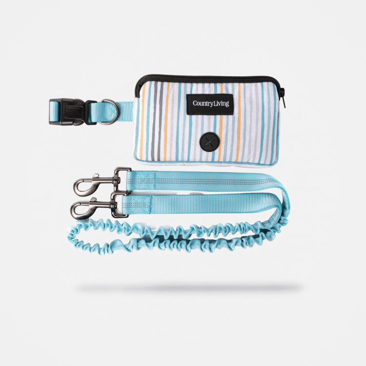 Country Living™ Hands Free Dog Lead & Pouch - Stripe Blue