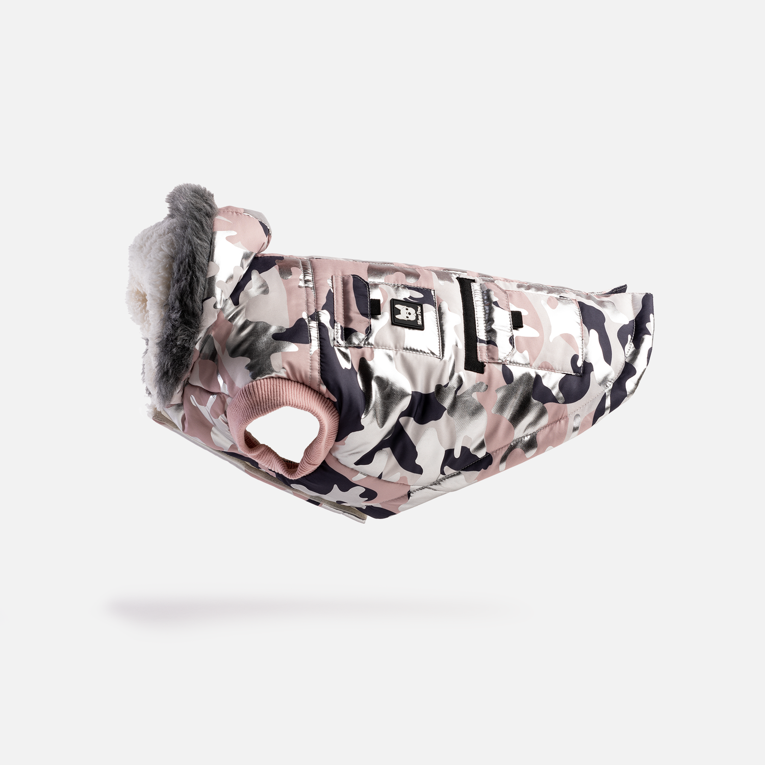 Pink Silver Camo Dog Coat Warm and Stylish