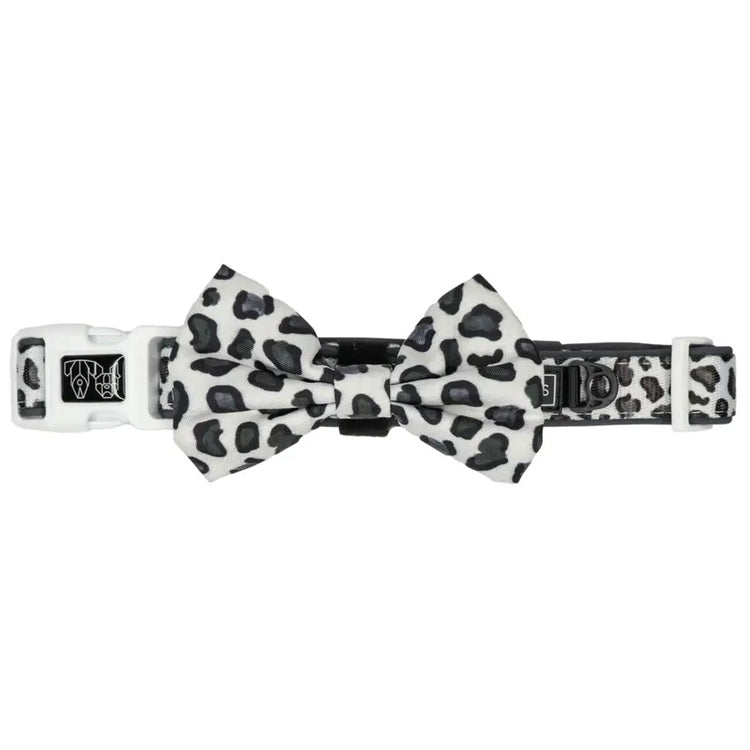 Grey Leopard Collar + Bow Tie